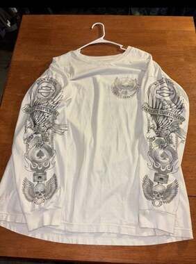 Harley long sleeve crazy sleeve hit skull wings Y2K XXL